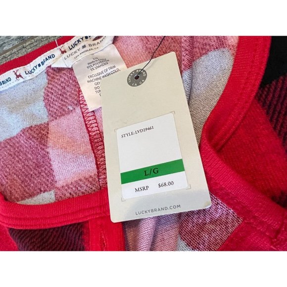 NWT Lucky Brand Pajamas One piece Romper Large Buffalo Plaid w Socks Lounge GIFT - Picture 8 of 9
